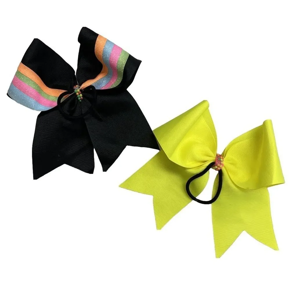 Hair Bow Cheer Neon Yellow Black, Pink, Orange, Blue, & Green